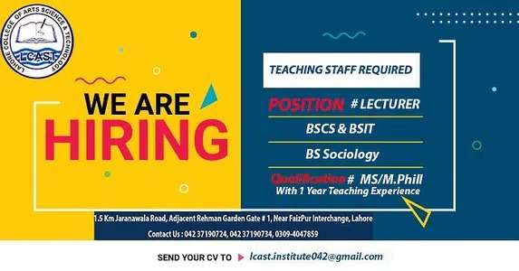 Teaching Staff Required