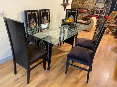 6,Chairs dining set elegant look For Sale