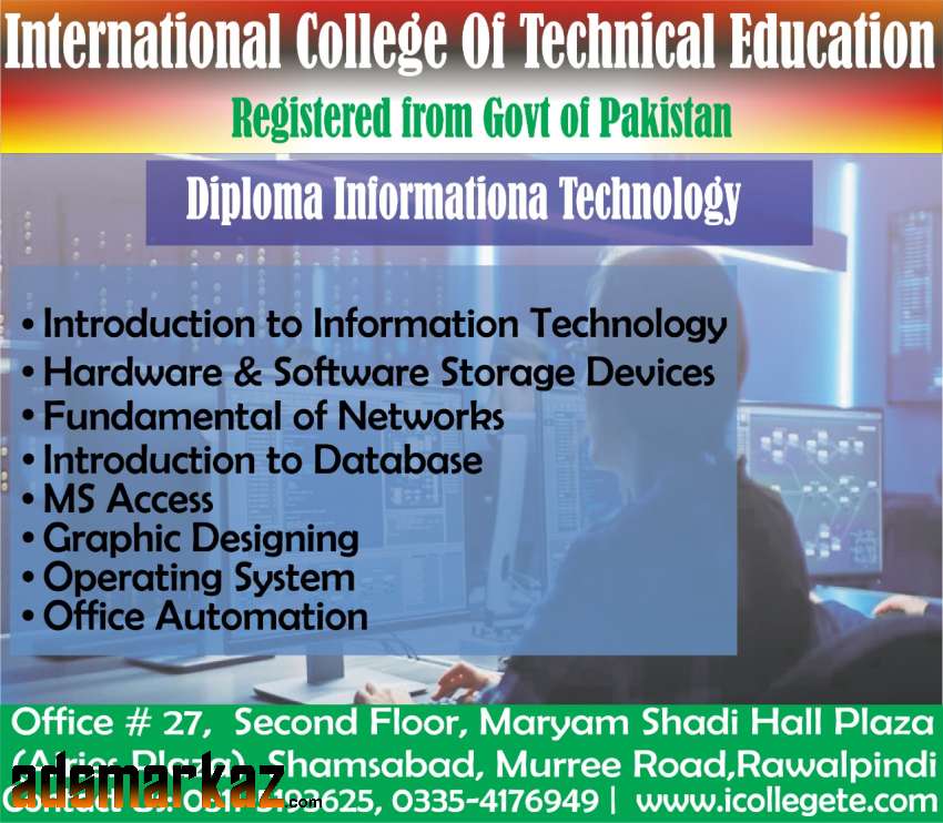 DIPLOMA IN INFORMATION TECHNOLOGY COURSE IN RAWAT MANDRA TAXILA